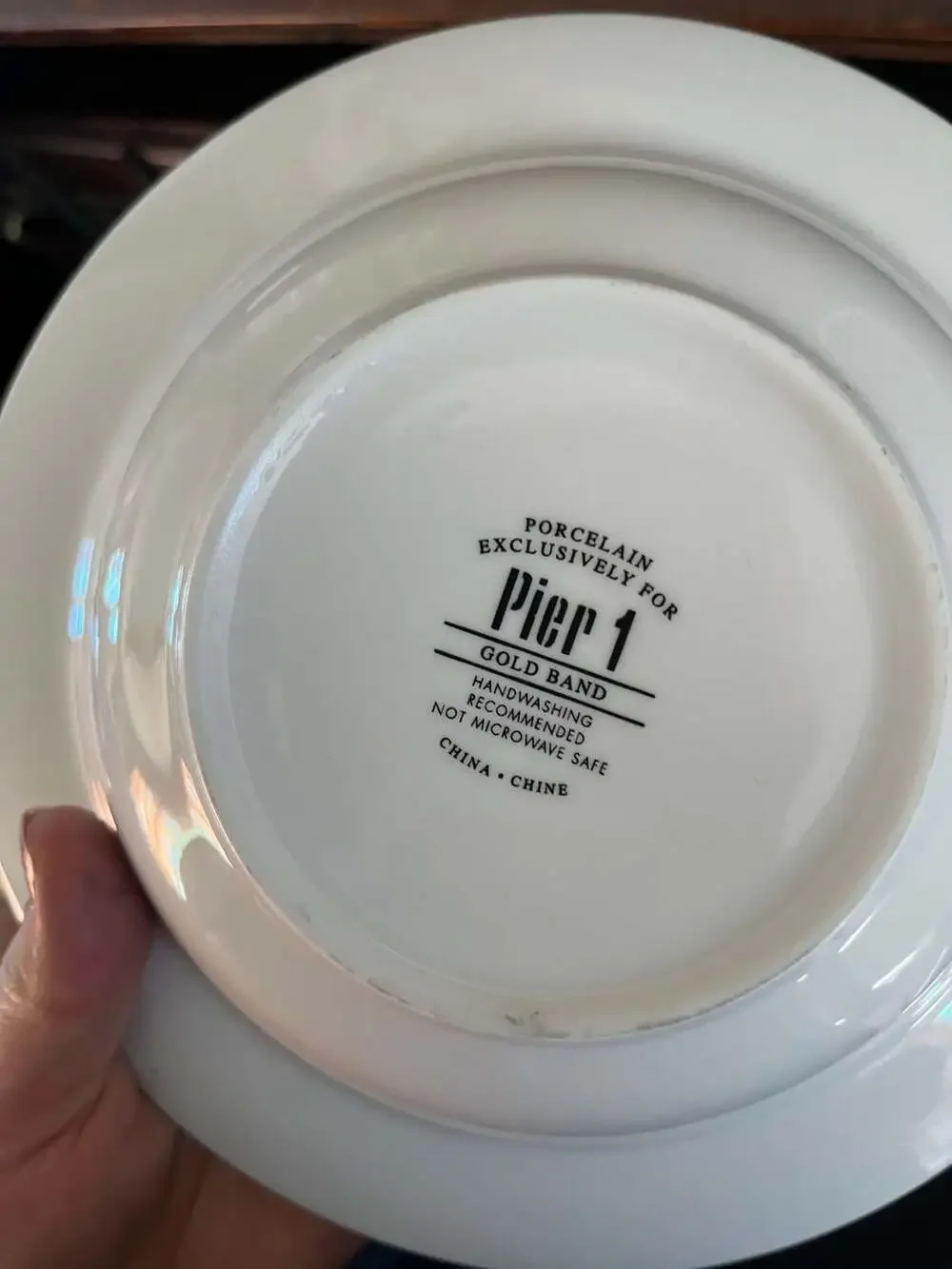 Set of 8 Pier 1 Gold Band Porcelain Soup Bowls